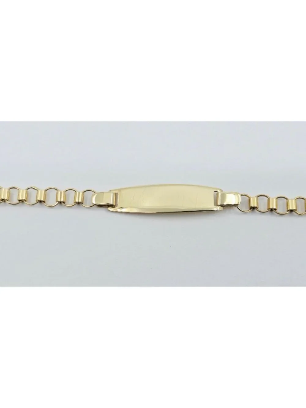 Unique 14K Karat Solid Yellow Gold Designer Baby Link ID Bracelet - 5.25